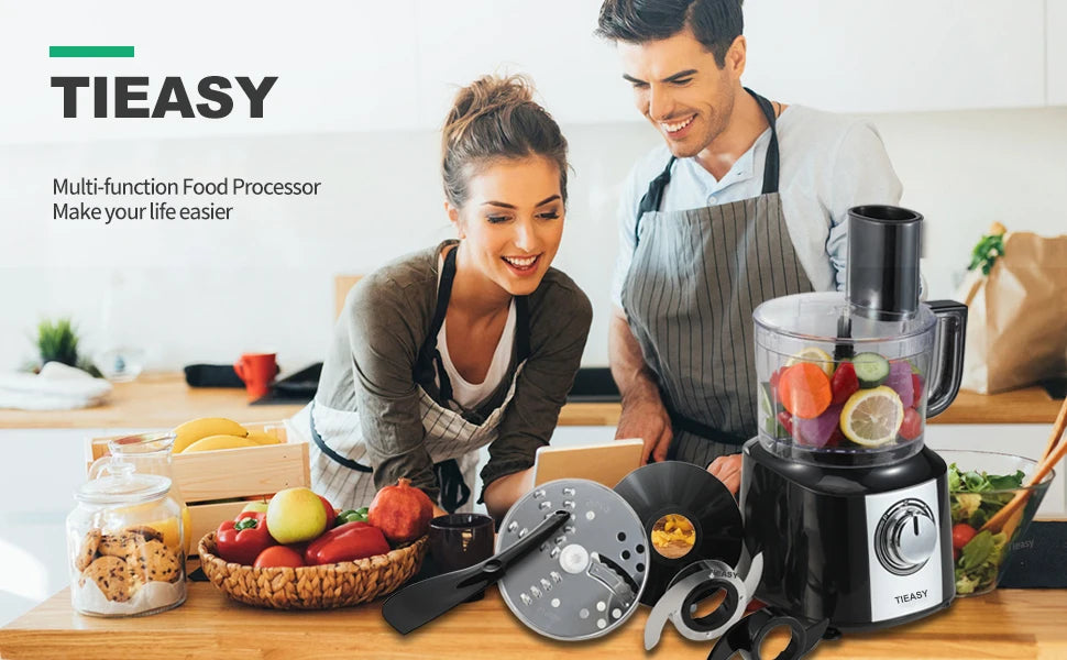 10-Cup (2.36L) 5-in-1 Electric Food Processor Powerful 600W Motor BPA-Free Easy Clean – Ideal for Smoothies, Dough, Baby Food