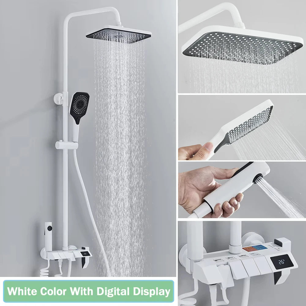 Rozin Black Smart Digital Display Shower Faucet Set Piano