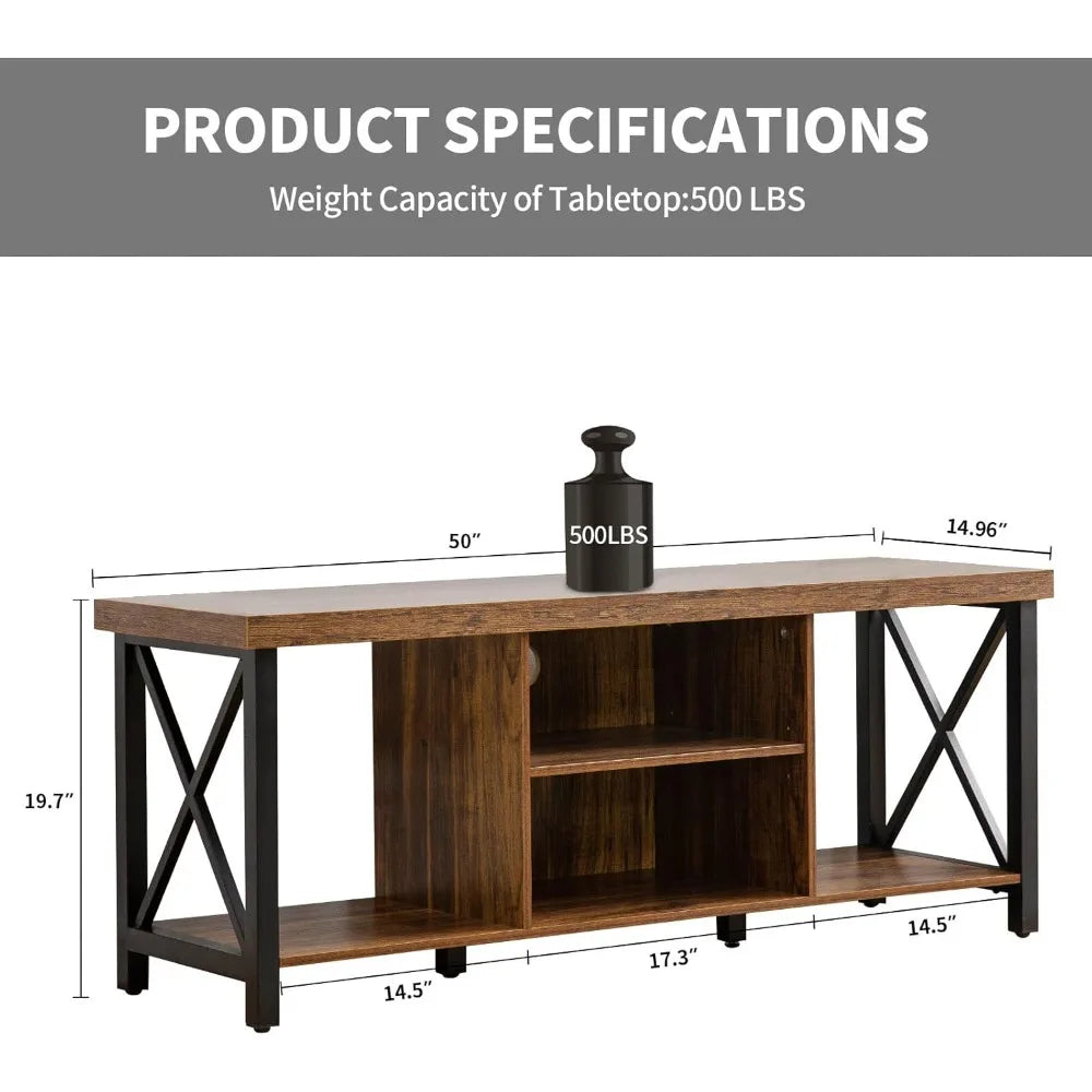 TV Stand for TV up to 55 Inches, TV Cabinet with Open Storage, TV Console Unit with Shelving for Living Room, Entertainment Roo