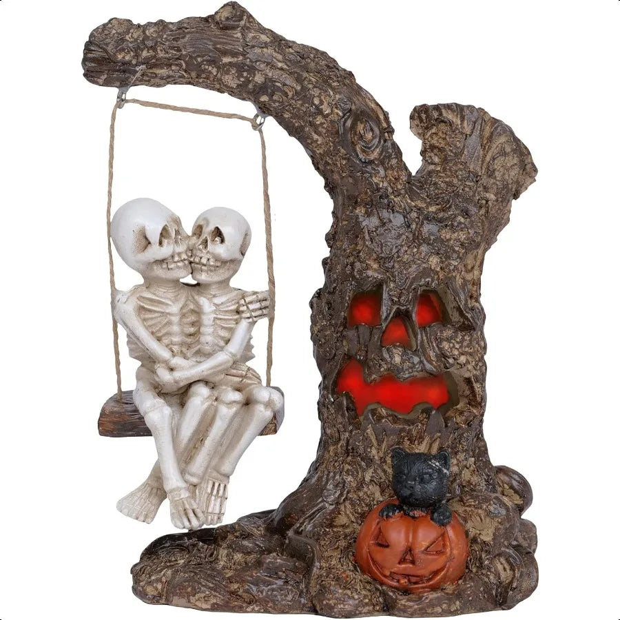 Halloween Skeleton Couple Figurine Gothic Swing Tabletop
