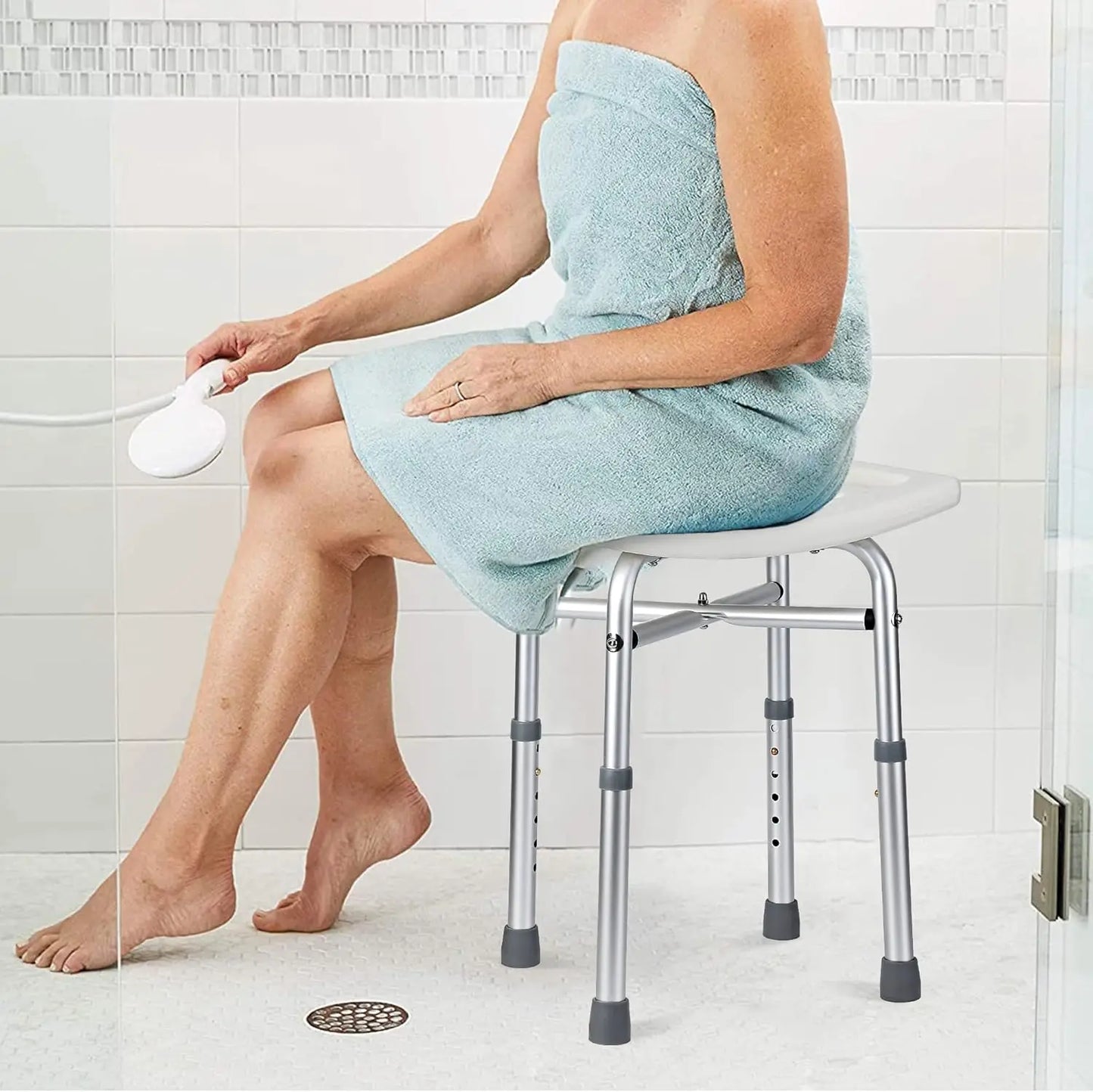 Shower Bench Chair With Adjustable Height And X Support