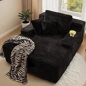 67'' Chaise Lounge Chair Indoor, Oversized Upholstered Sofa Bed, Sleeper Couch Reading Chairs Fluffy Plush Faux Fur Cloud Sofas