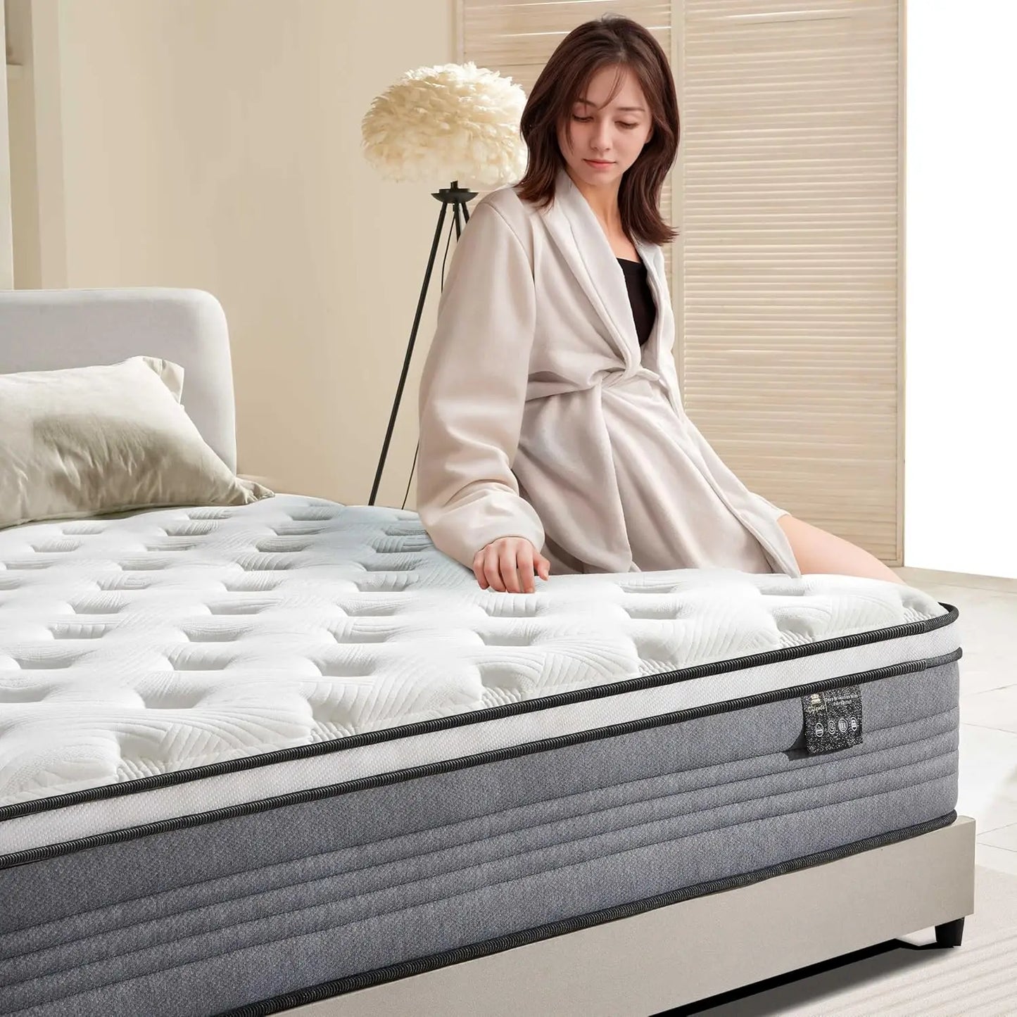 Twin Mattress, 10 Inch Twin Size Mattresses, 10 Inch Hybrid Pocketed Coil Mattress in a Box with Gel Memory Foam, Medium Firm, C
