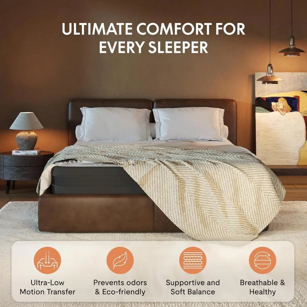 6'' Queen Size Cooling Gel Memory Foam Mattress, Viscose from Bamboo, Medium Firm, 10-Year Warranty, Mattress-in-A-Box, Certi-P
