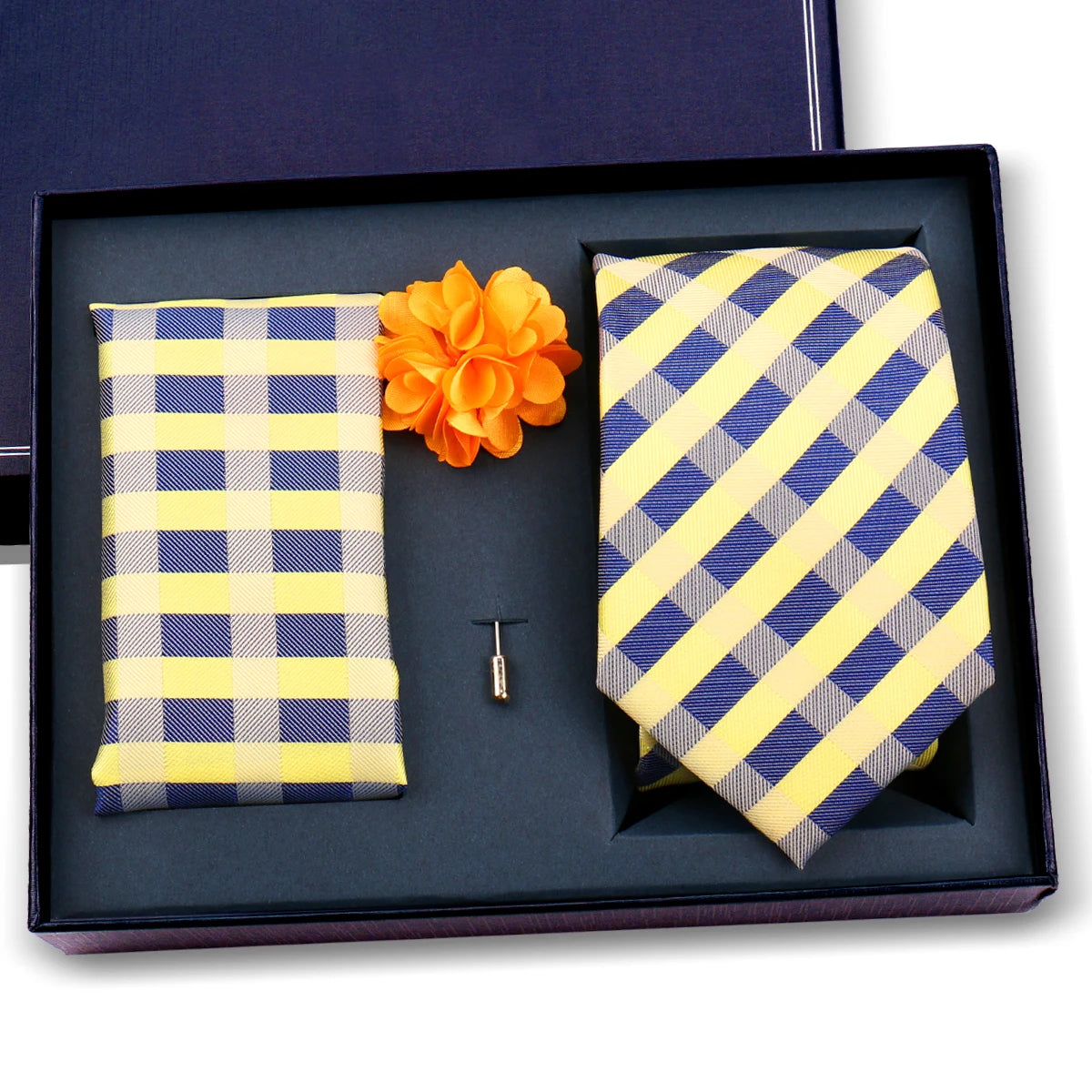 Luxury Men’s Paisley Necktie Gift Set. Silk Tie, Pocket Square, Cufflinks & Gift Box for Weddings & Business