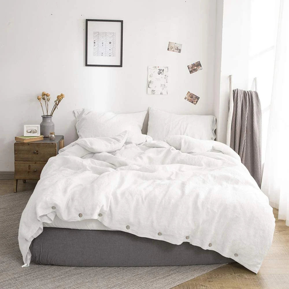 Simple Opulence Linen Bedding Set King Flax Duvet Cover