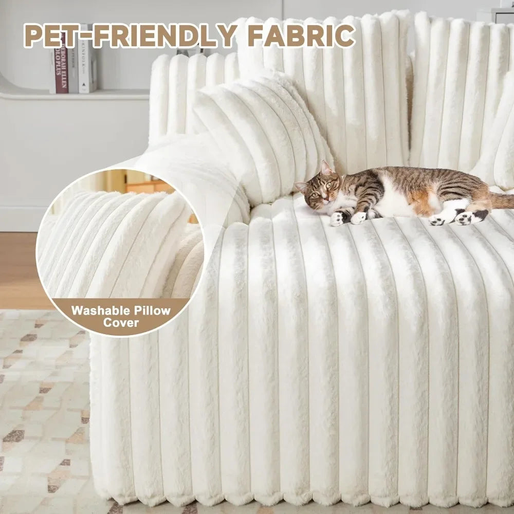 53.5”W Oversized Chaise Lounge Chair Indoor, Boneless Couch Chair with 4 Pillows, Comfy Reading Chairs with Wide Arms,