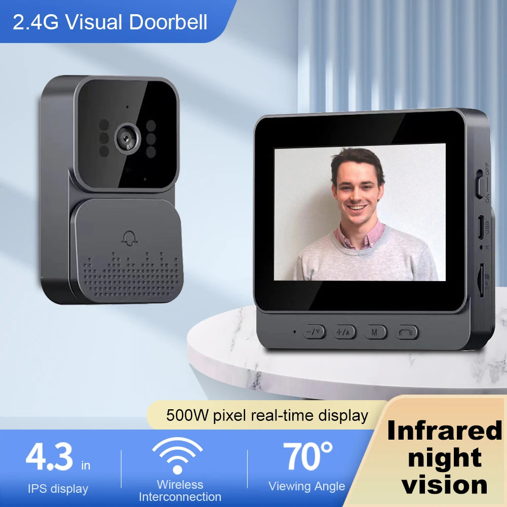Video Doorbell Wireless 1080P IR Night Vision IPS Screen