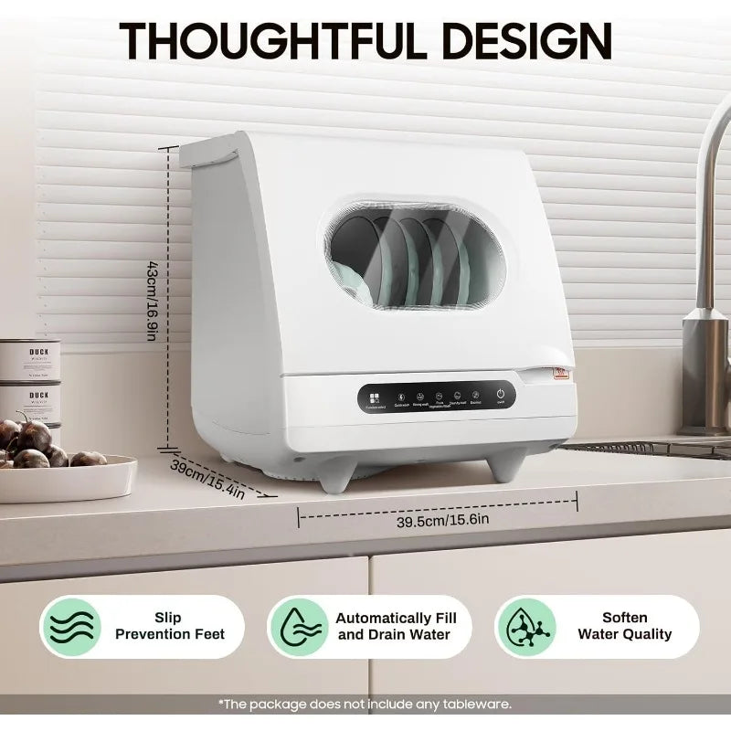 Portable Countertop Dishwasher 158℉ Mini Dishwasher 5 Programs 5L Automatic Dishwashing Machine 360° Spray Deep Cleaning