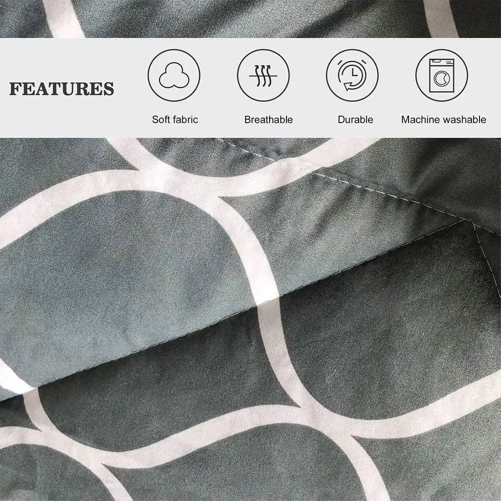 Gray Geometric Polyester Twin Bedding Comforter Set 2 Piece