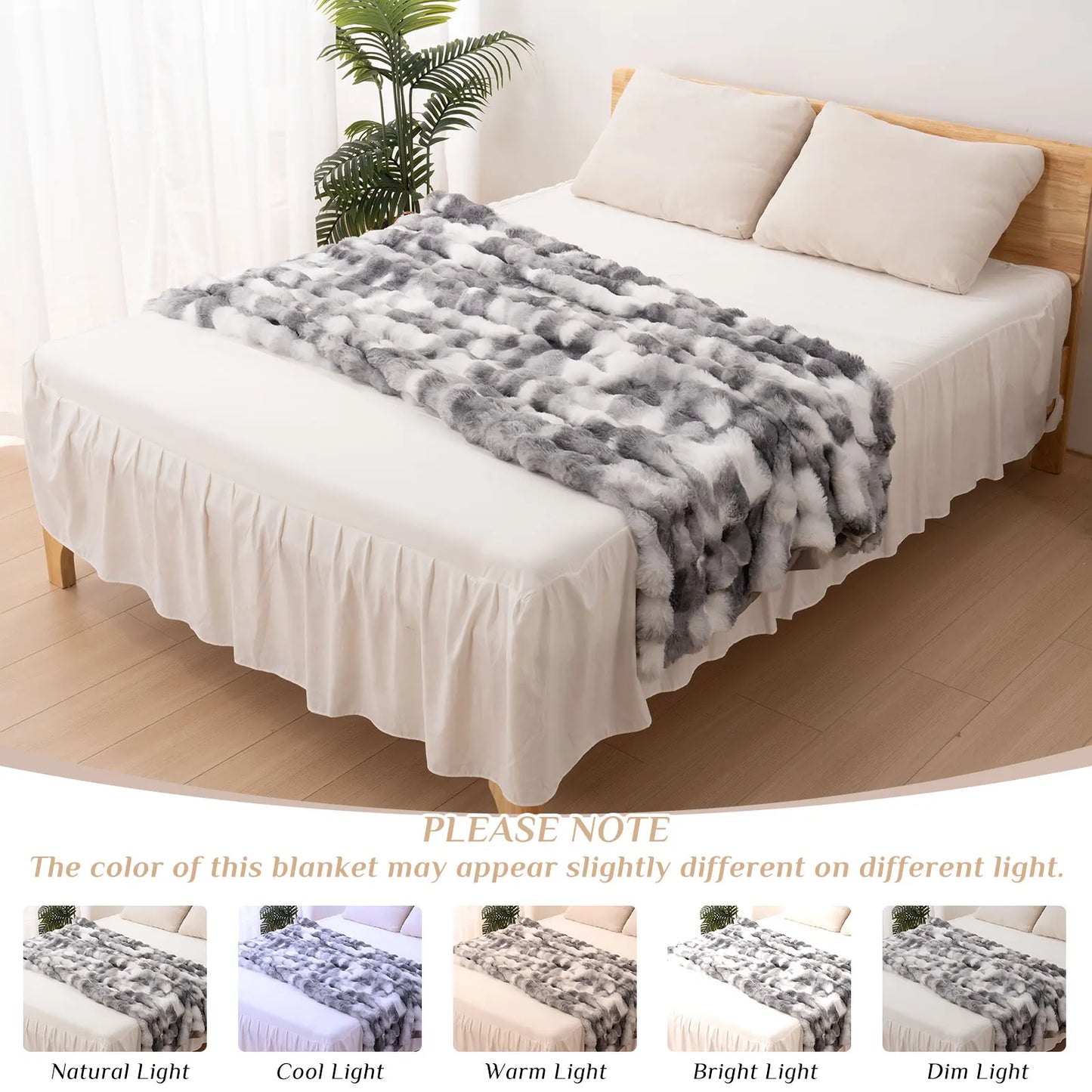 Faux Rabbit Fur Blanket For Bed Thick Warm Cozy Decorative