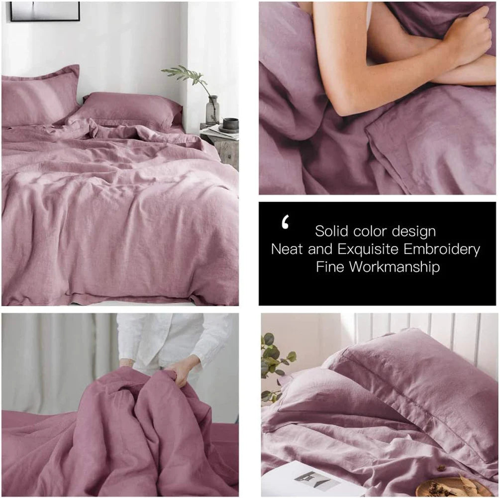 Simple Opulence 100 Percent Linen Bedding Set 3Pcs Queen