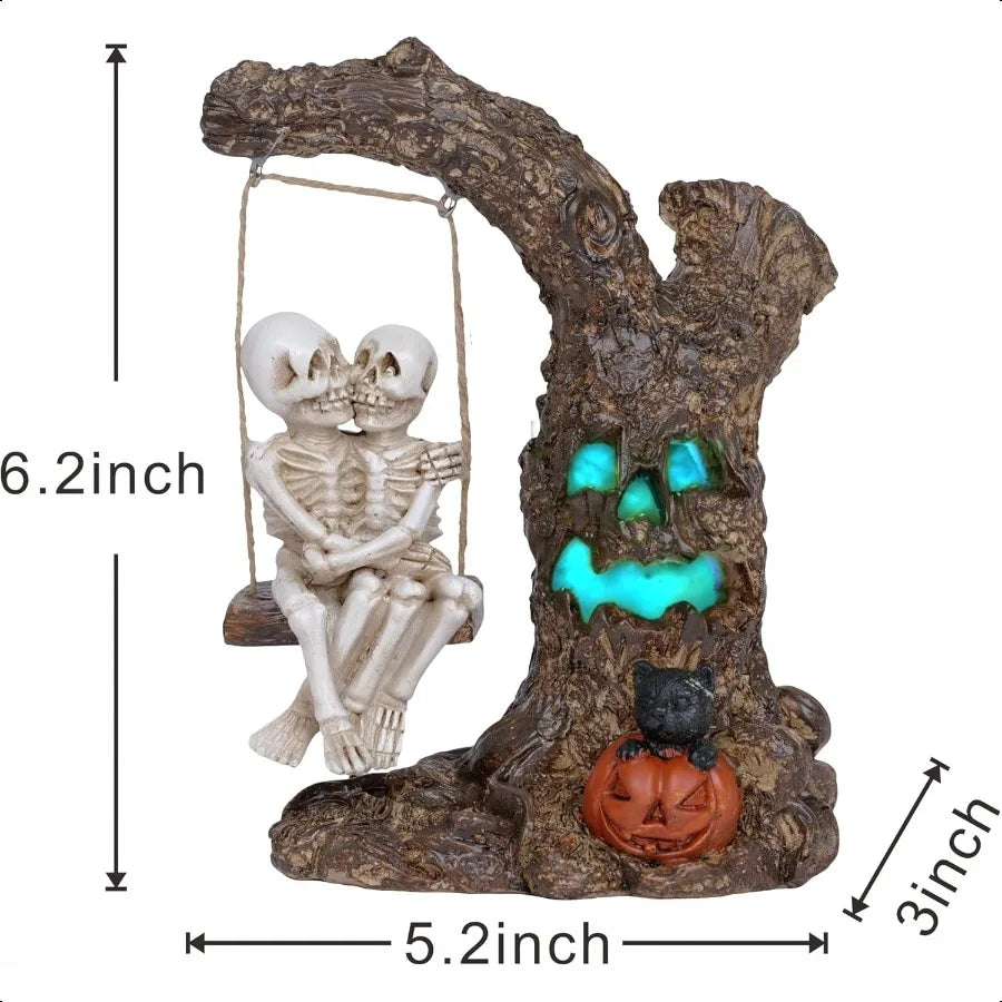 Halloween Skeleton Couple Figurine Gothic Swing Tabletop