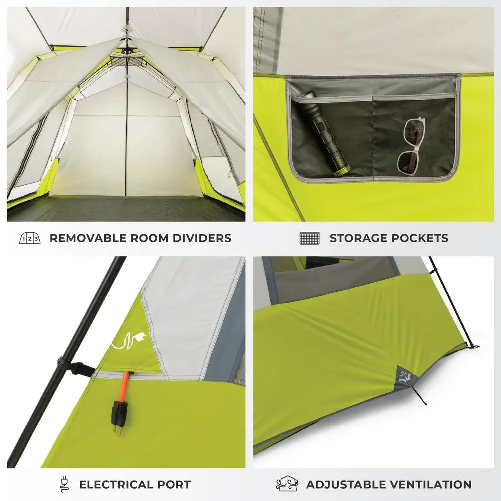 Instant Family Cabin Tent .Multi-Room Pop-Up Camping Tent with Carry Bag