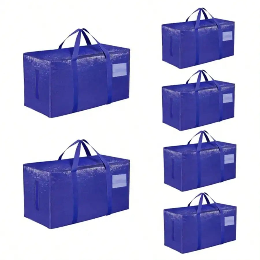 6 Pack Extra Large Moving Bags With Zippers & Carrying Handles, Heavy-Duty Storage Tote Moving Boxes For Space Saving