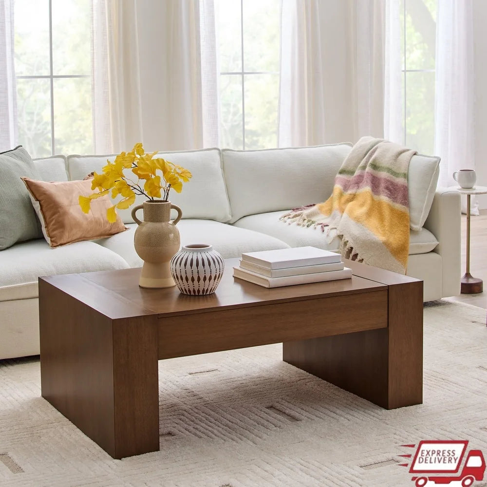 Oversized 47 Inch Modern Wood Coffee Table For Living Room