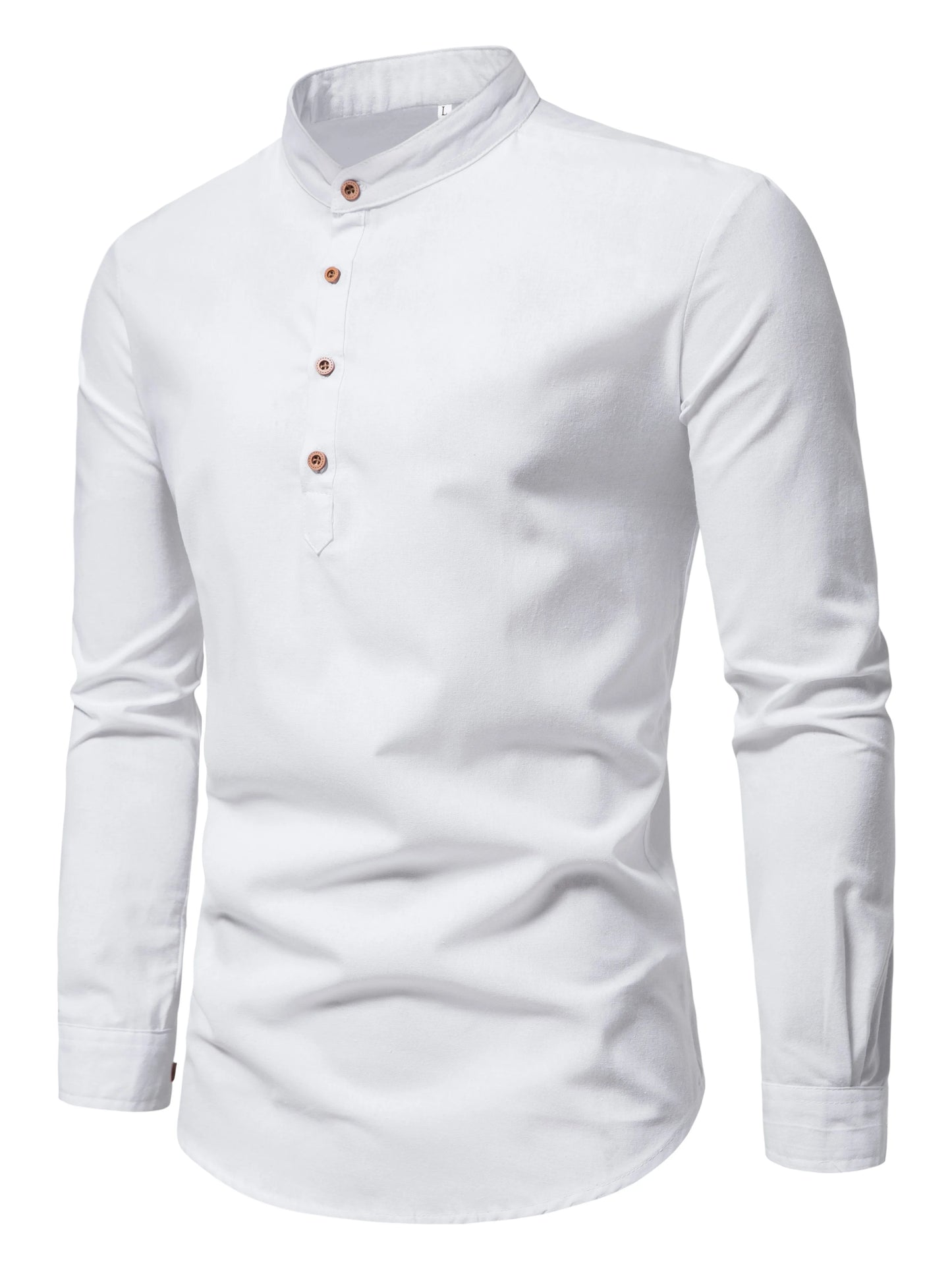Men’s Elegant Long Sleeve Cotton Henley Shirt . Casual Slim Fit Pullover