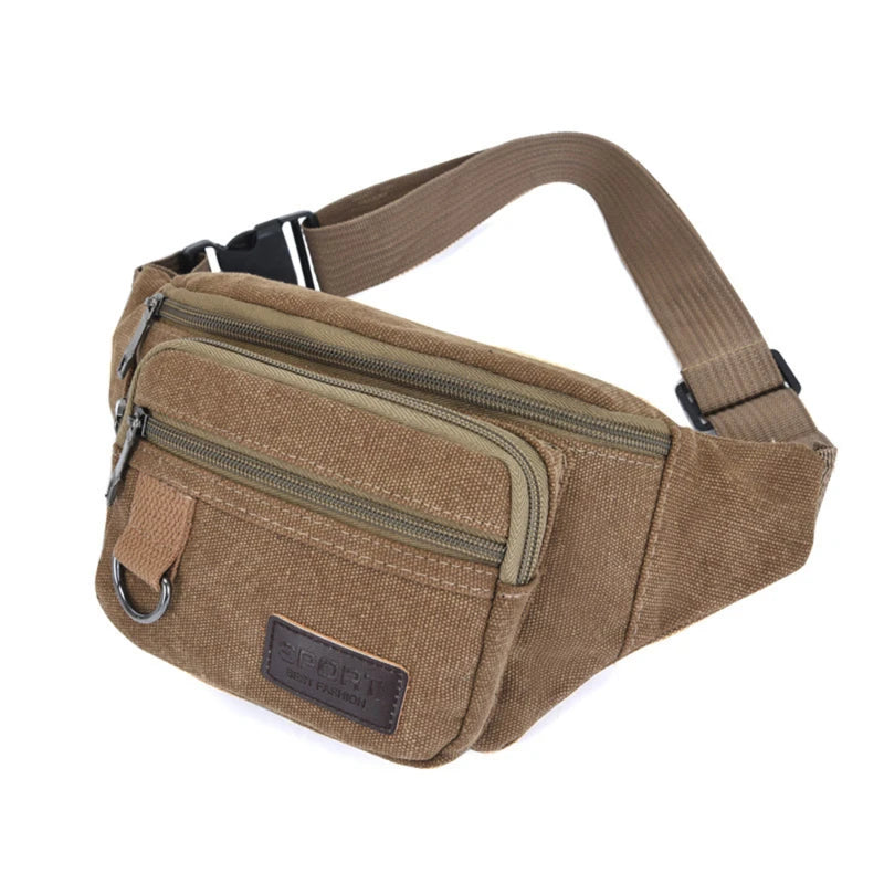 Canvas Crossbody Waist Bag with Adjustable Shoulder Strap