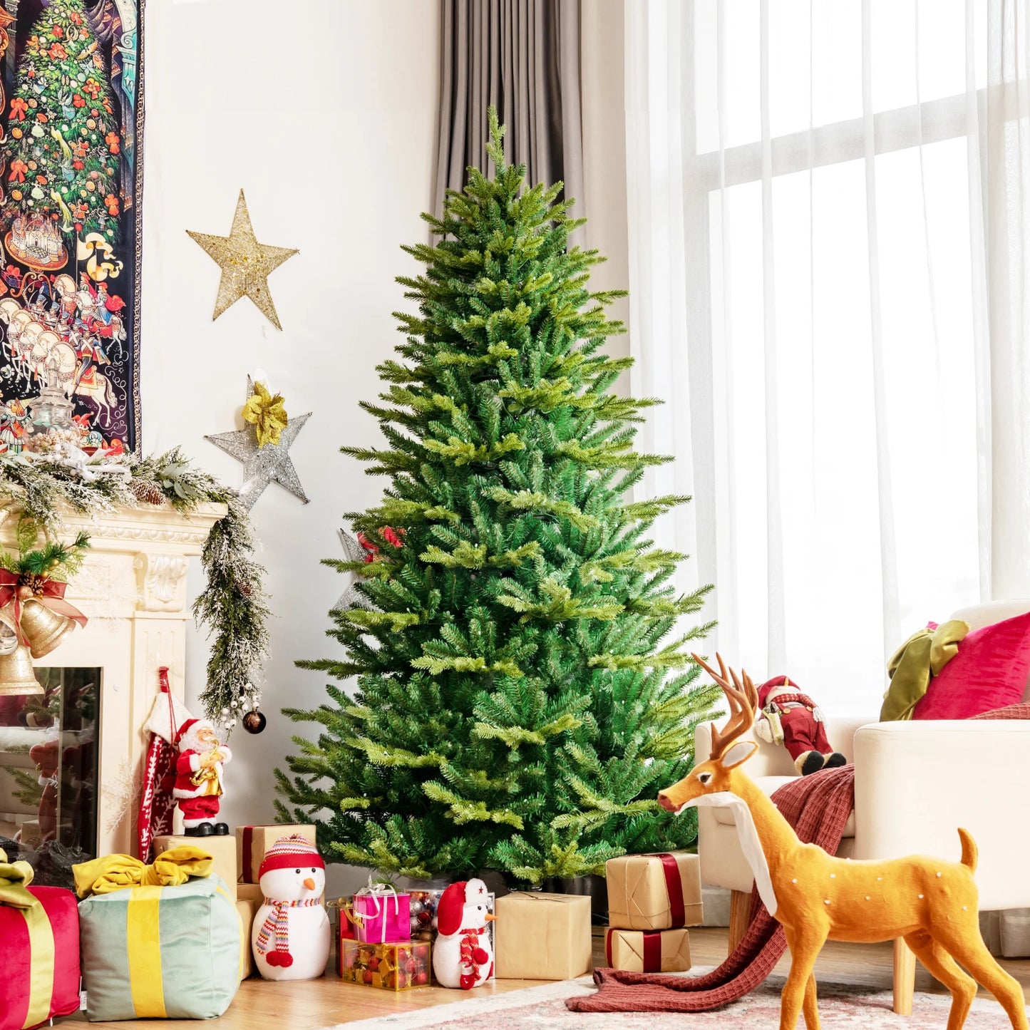 6FT–8FT Smart Pre-Lit Artificial Christmas Tree with App-Controlled LED Lights