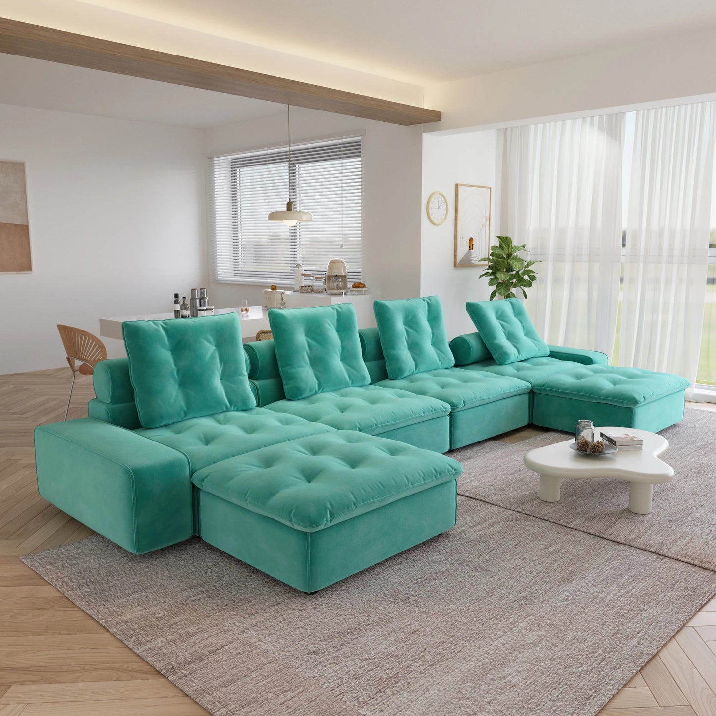 Modular Cloud Sectional Couch Oversized Down Filled Sofa Couches with Chaise Ottoman Adjustable Backrest Couch For Living Room