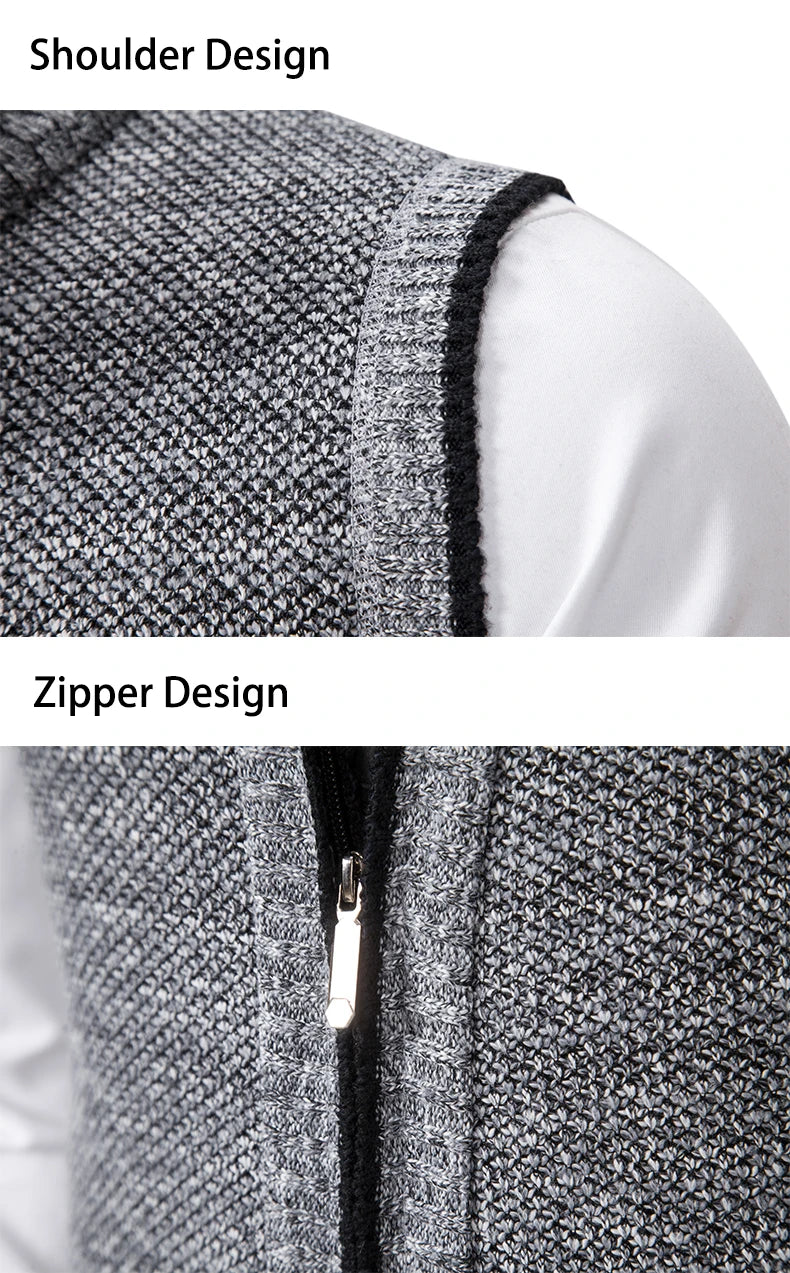 Men’s Stand Collar Knitted Sweater Vest Jacket
