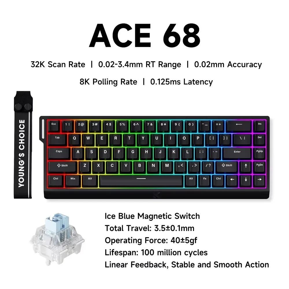 MCHOSE ACE 68 Magnetic Switch Gaming Keyboard . Hall Effect Rapid Trigger Mechanical Keyboard