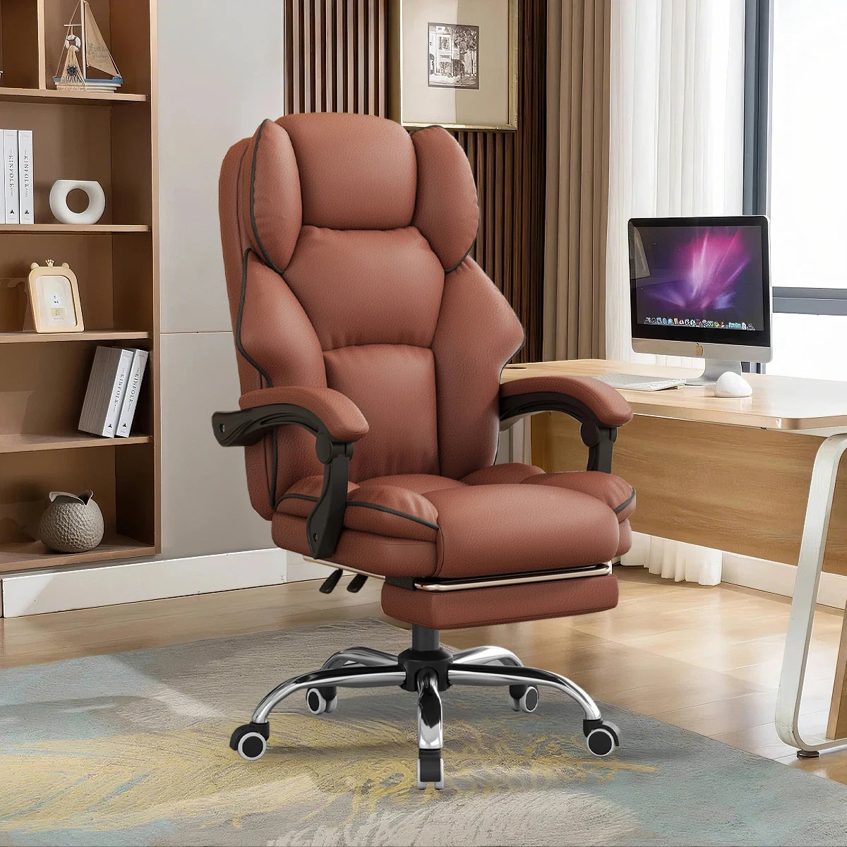 Executive Office Chair High Back Computer Gaming Chairs Leather Desk Chair with Foot Rest Ergonomic Swivel Work Chairs