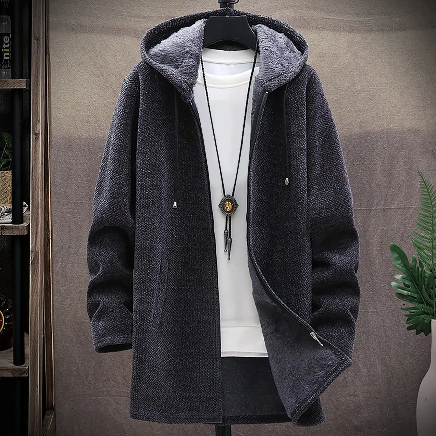 Men’s Fleece Lined Hooded Cardigan Jacket