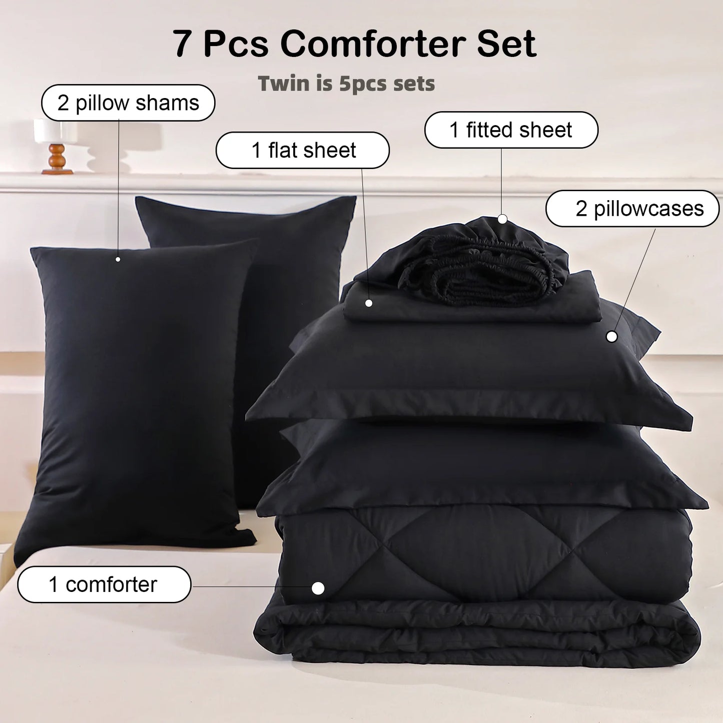 5–7 Piece Luxury Comfort Bedding Set .Twin, Full, Queen & King Sizes