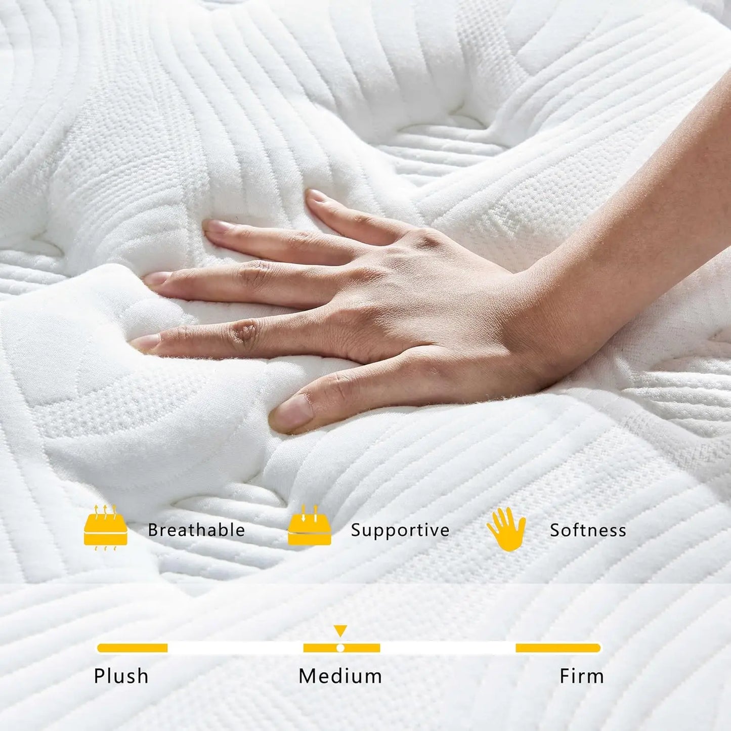 Twin Mattress, 10 Inch Twin Size Mattresses, 10 Inch Hybrid Pocketed Coil Mattress in a Box with Gel Memory Foam, Medium Firm, C