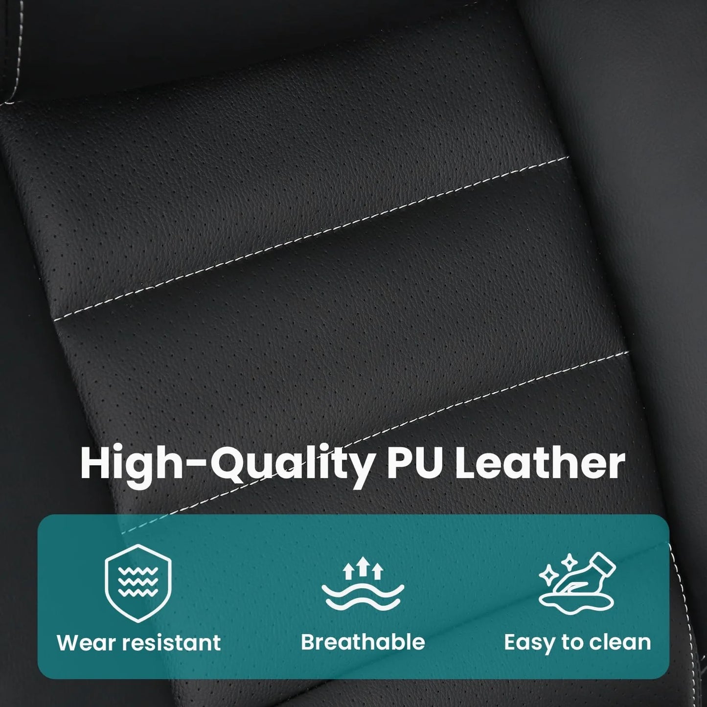 Ergonomic Executive Office Chair with Adjustable Headrest, Faux Leather High Back Desk Chair with Lumbar Support