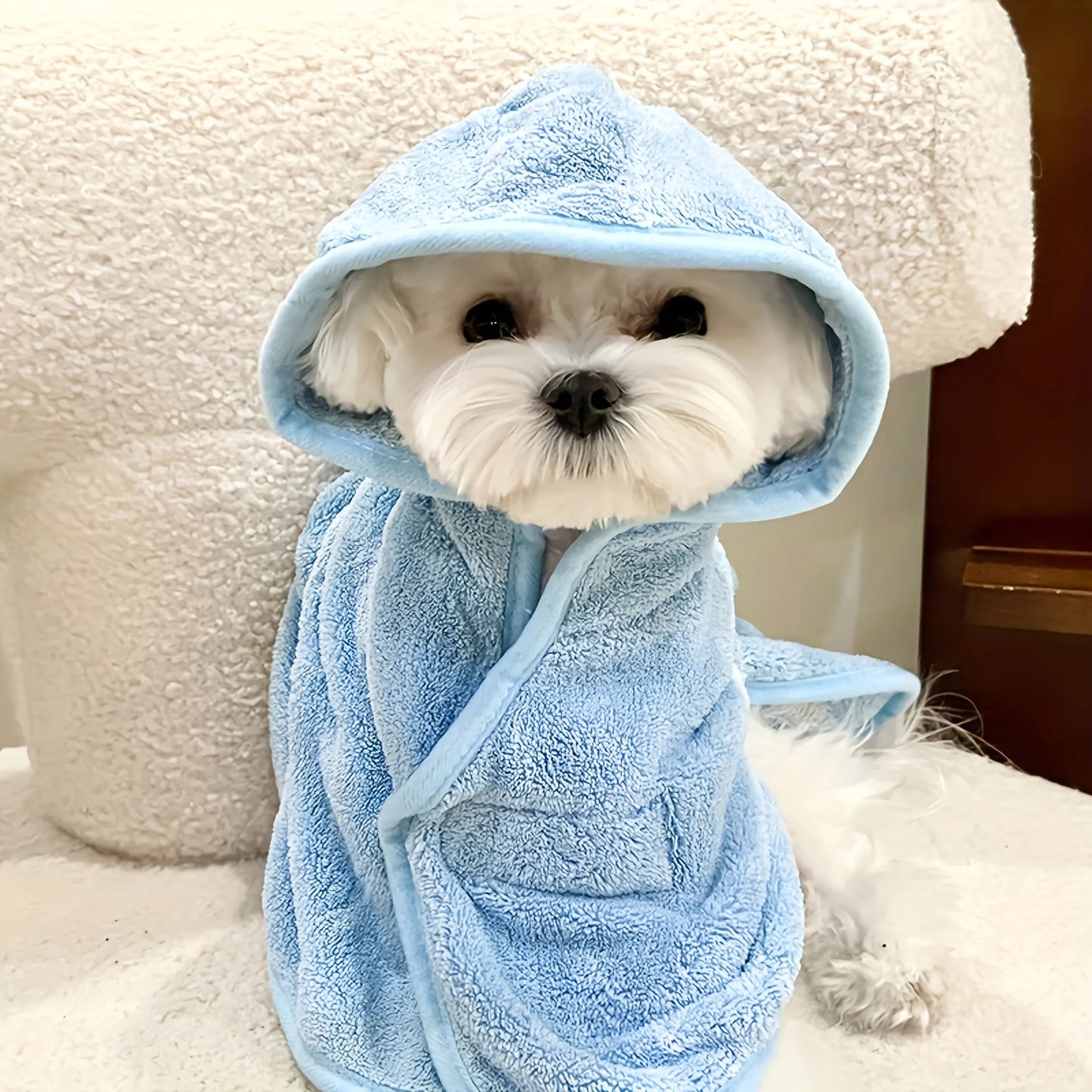 Ultra-Soft Pet Bathrobe Towel. Quick Dry Absorbent Robe for Dogs & Cats