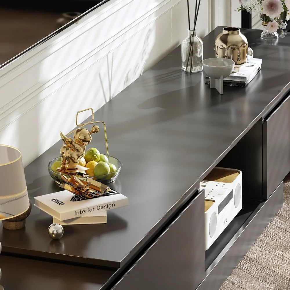 Extendable TV Stand with 2 Drawers, Modern TV Console Table with Shelf, Media Console Table Entertainment Center for Living Room