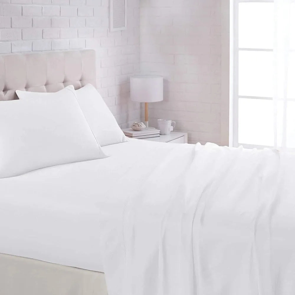Queen Size 5 Piece Bed in a Bag White Pinch Pleated Comforter Set with Sheets,100% Cotton Set Includes - Comforter, 1 Flat Sheet