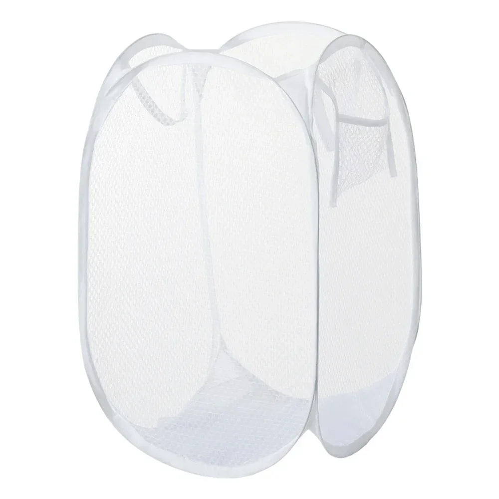 Collapsible Mesh Laundry Hamper with Carry Handles . Foldable Clothes Storage Basket