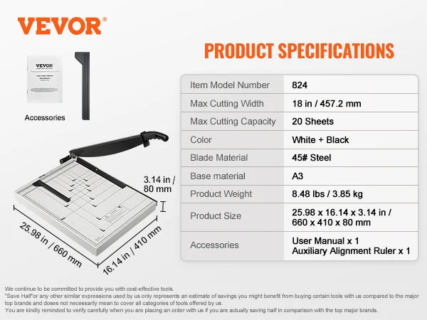 15-1/8” Heavy Duty Guillotine Paper Cutter & Trimmer