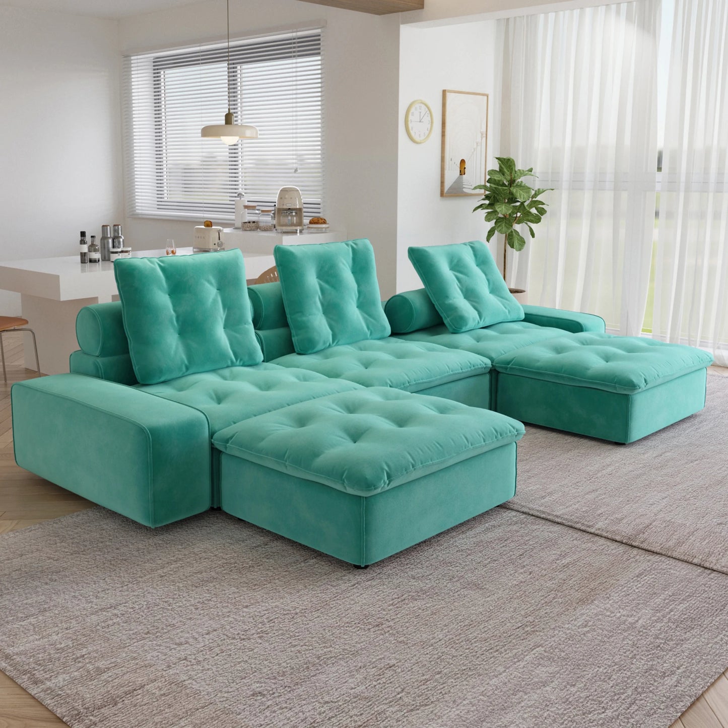 Modular Cloud Sectional Couch Oversized Down Filled Sofa Couches with Chaise Ottoman Adjustable Backrest Couch For Living Room