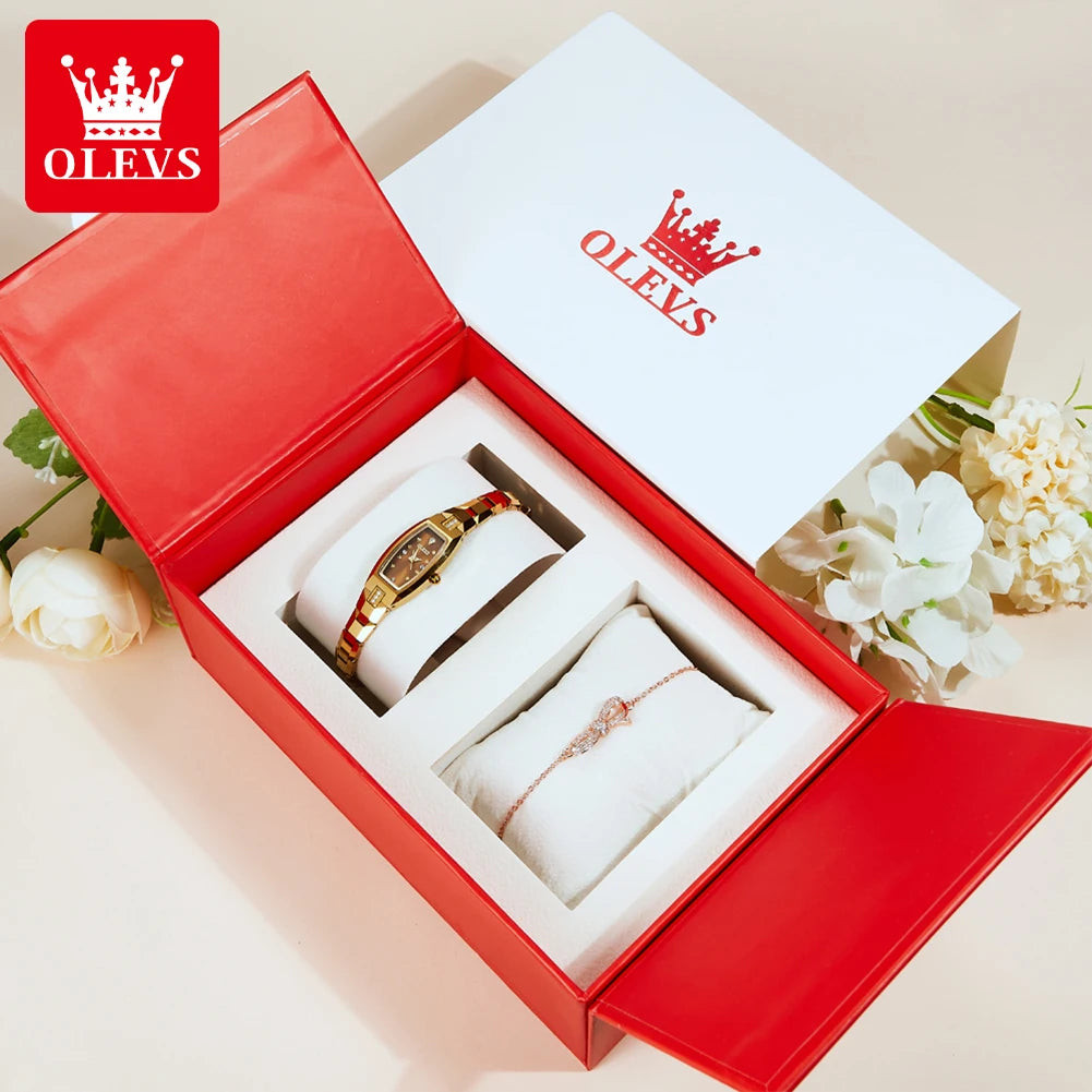 Women’s Elegant Gold-Tone Bracelet Watch – Slim Rectangular Dial