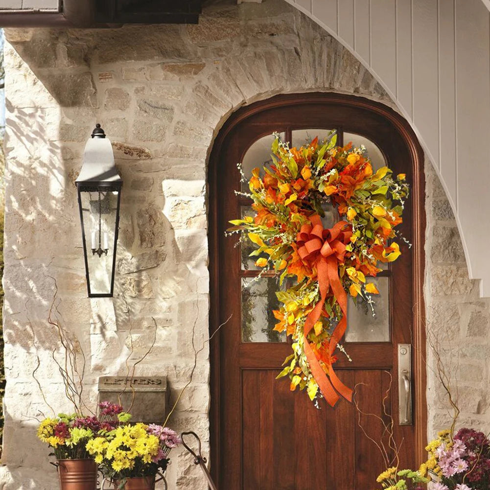 Thanksgiving Farmhouse Wreath Maple Leaf Autumn Decor