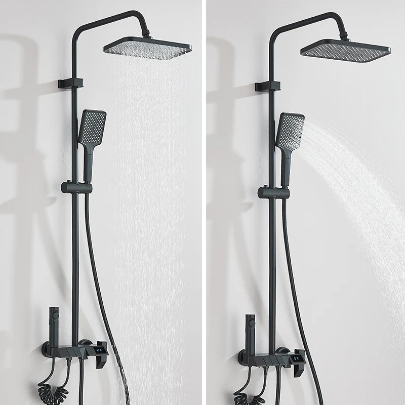 Rozin Black Smart Digital Display Shower Faucet Set Piano