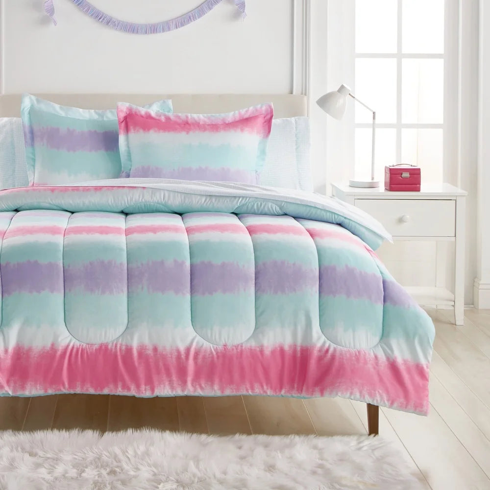 Tie Dye Stripe Twin 5 Piece Microfiber Comforter Set