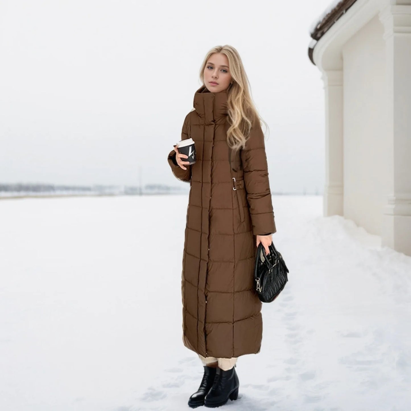 Black Winter Coat 2024 New Women's Thick Cotton Parka Jacket Korean Oversized Loose Hooded Coats Female Casual Long Overcoat