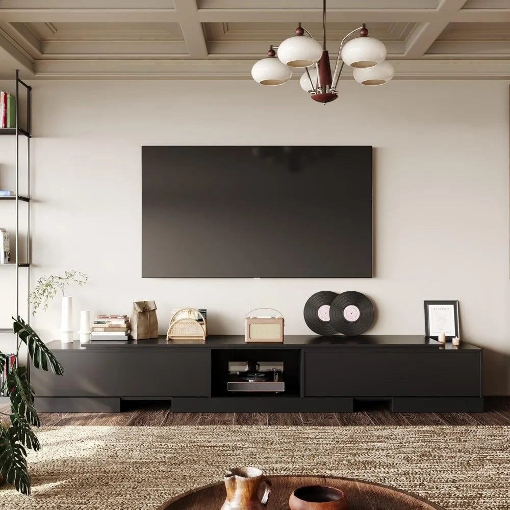 Extendable TV Stand with 2 Drawers, Modern TV Console Table with Shelf, Media Console Table Entertainment Center for Living Room