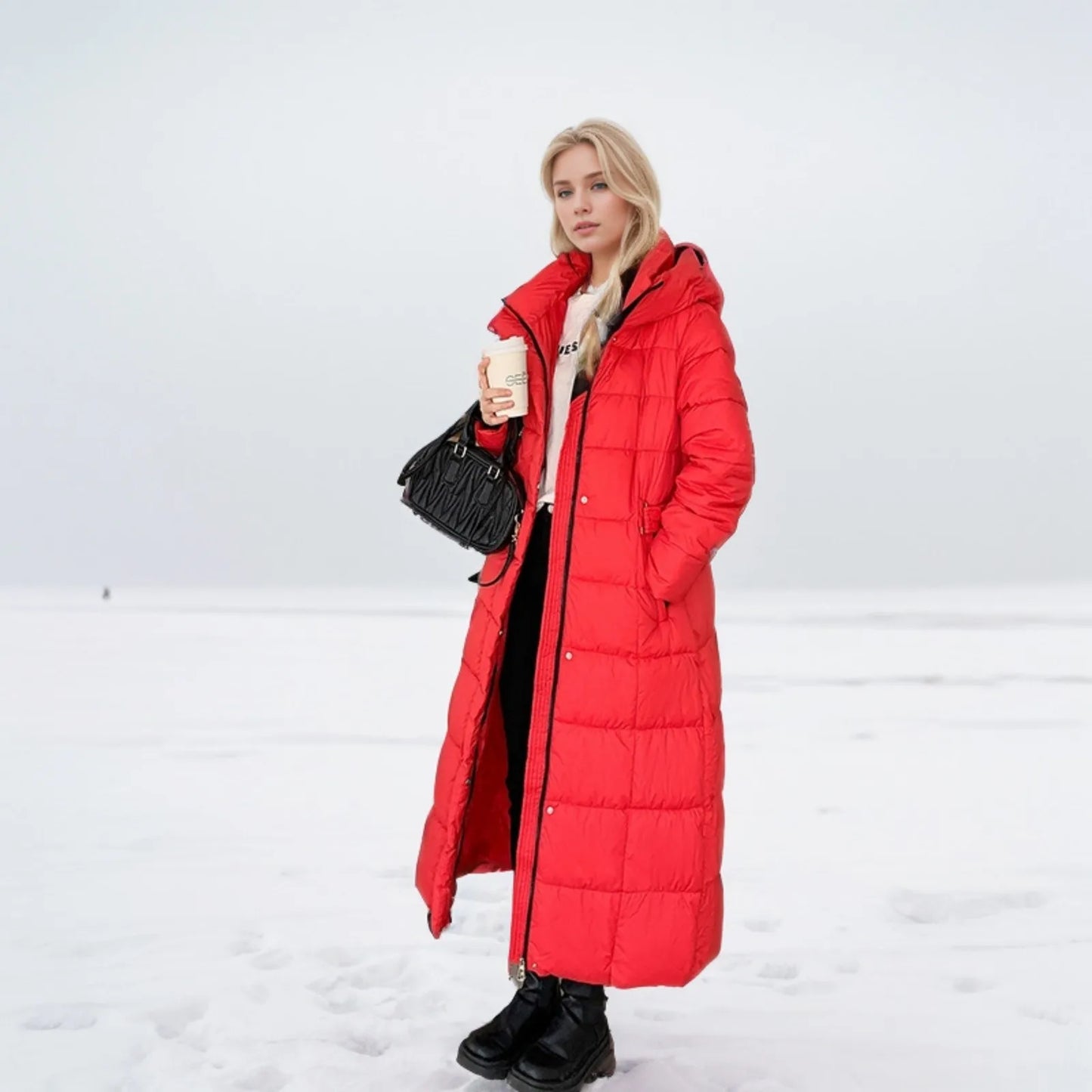 Black Winter Coat 2024 New Women's Thick Cotton Parka Jacket Korean Oversized Loose Hooded Coats Female Casual Long Overcoat