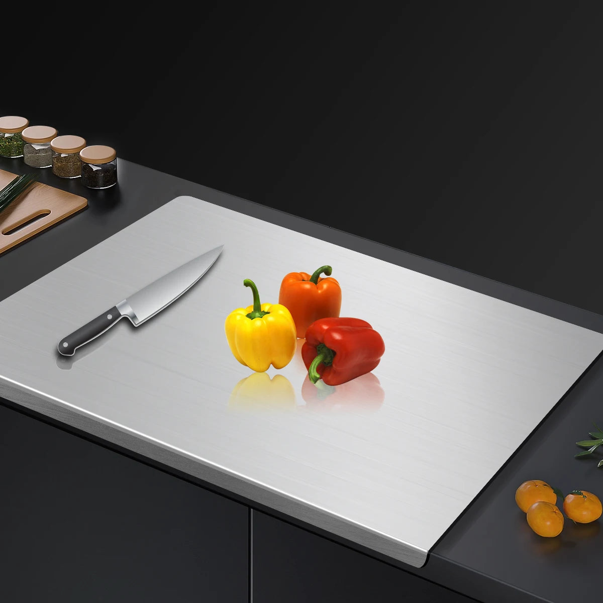 Premium 304 Stainless Steel Cutting Board . Durable Non Porous Kitchen Prep Board