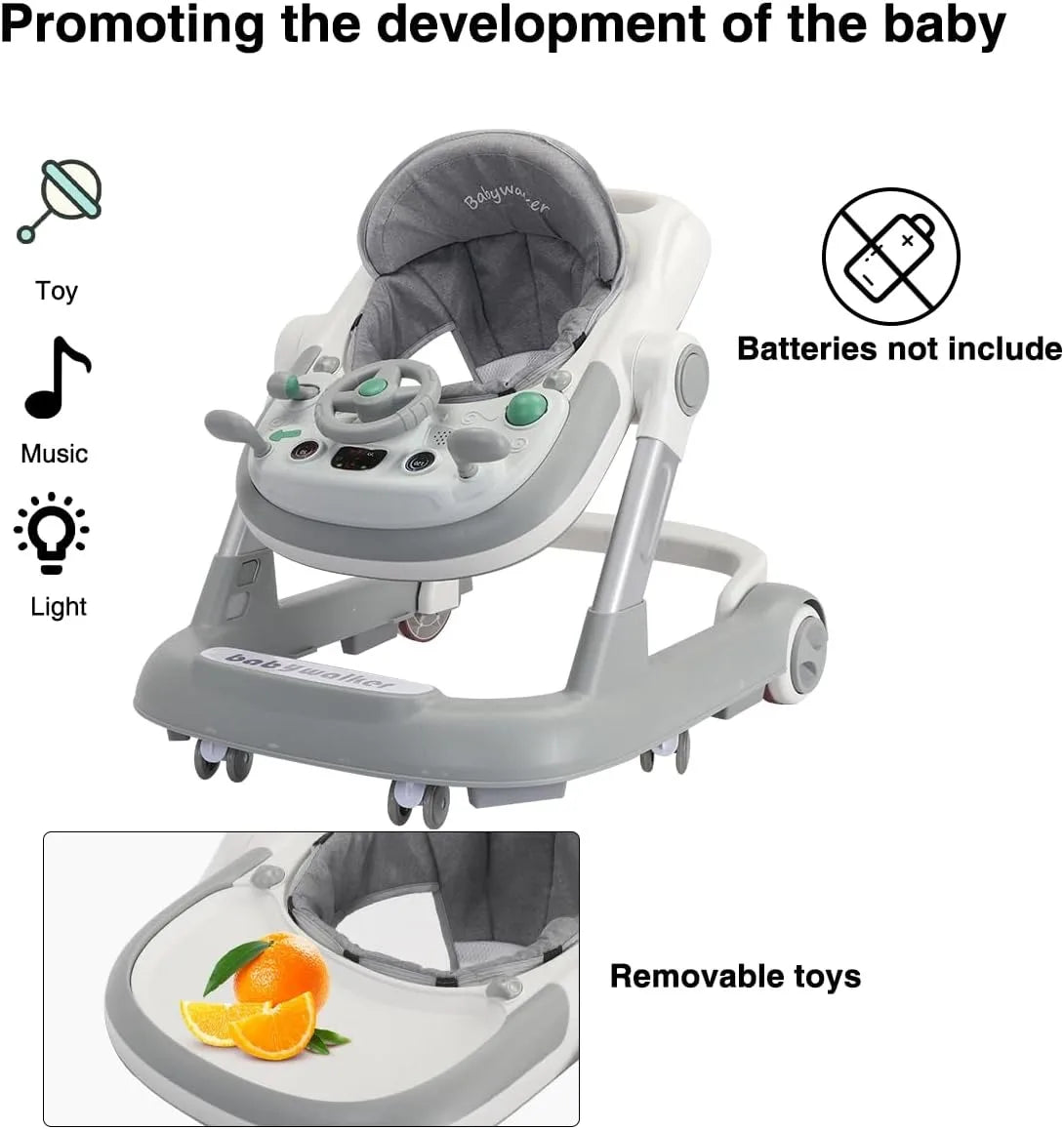 2 In 1 Baby Walker Removable Feeding Tray And Music Tray