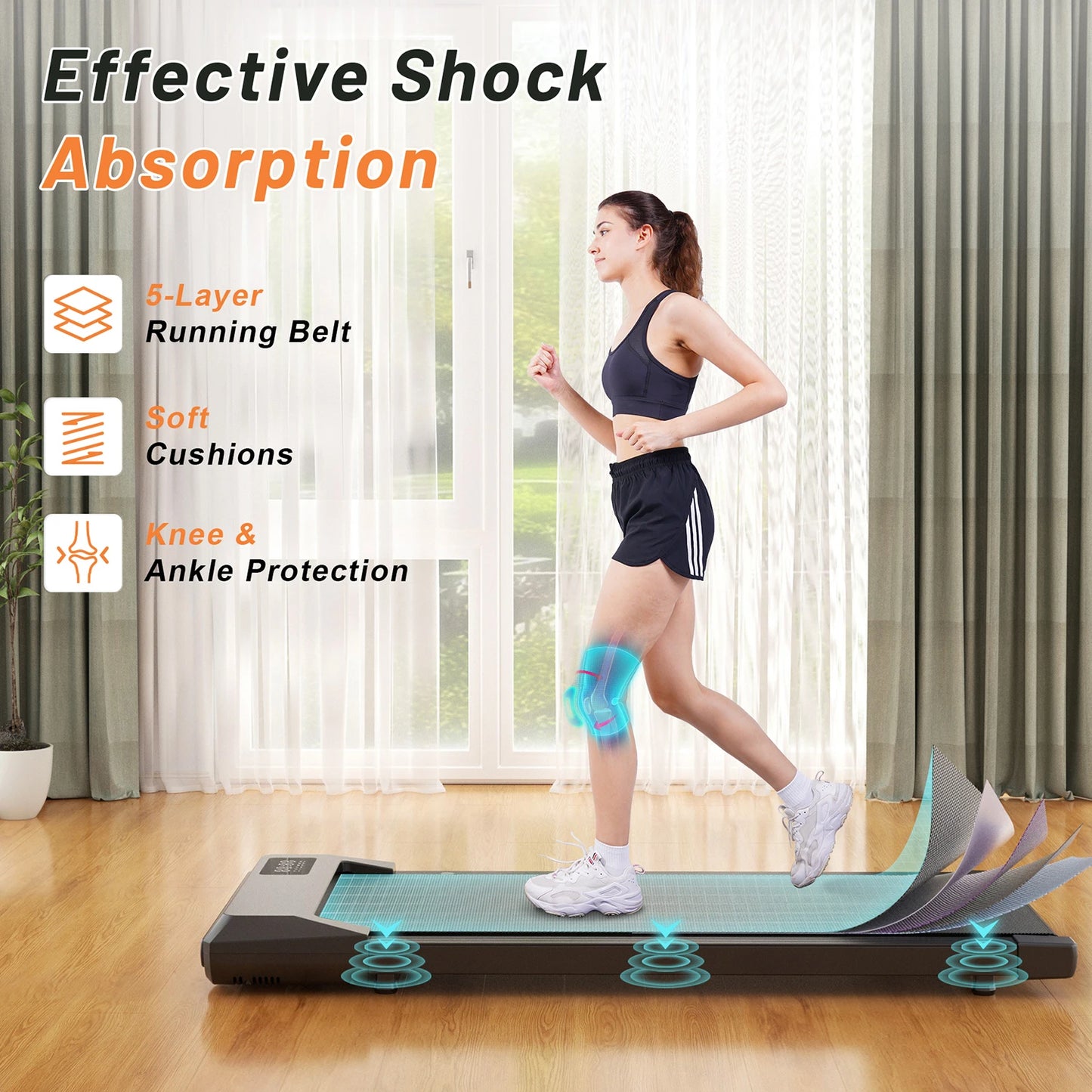 350lbs Treadmill for Home 2.5HP Treadmills Walking Pad LCD Digital Data Display 2in1 Walking Running Fitness Exercise Machine