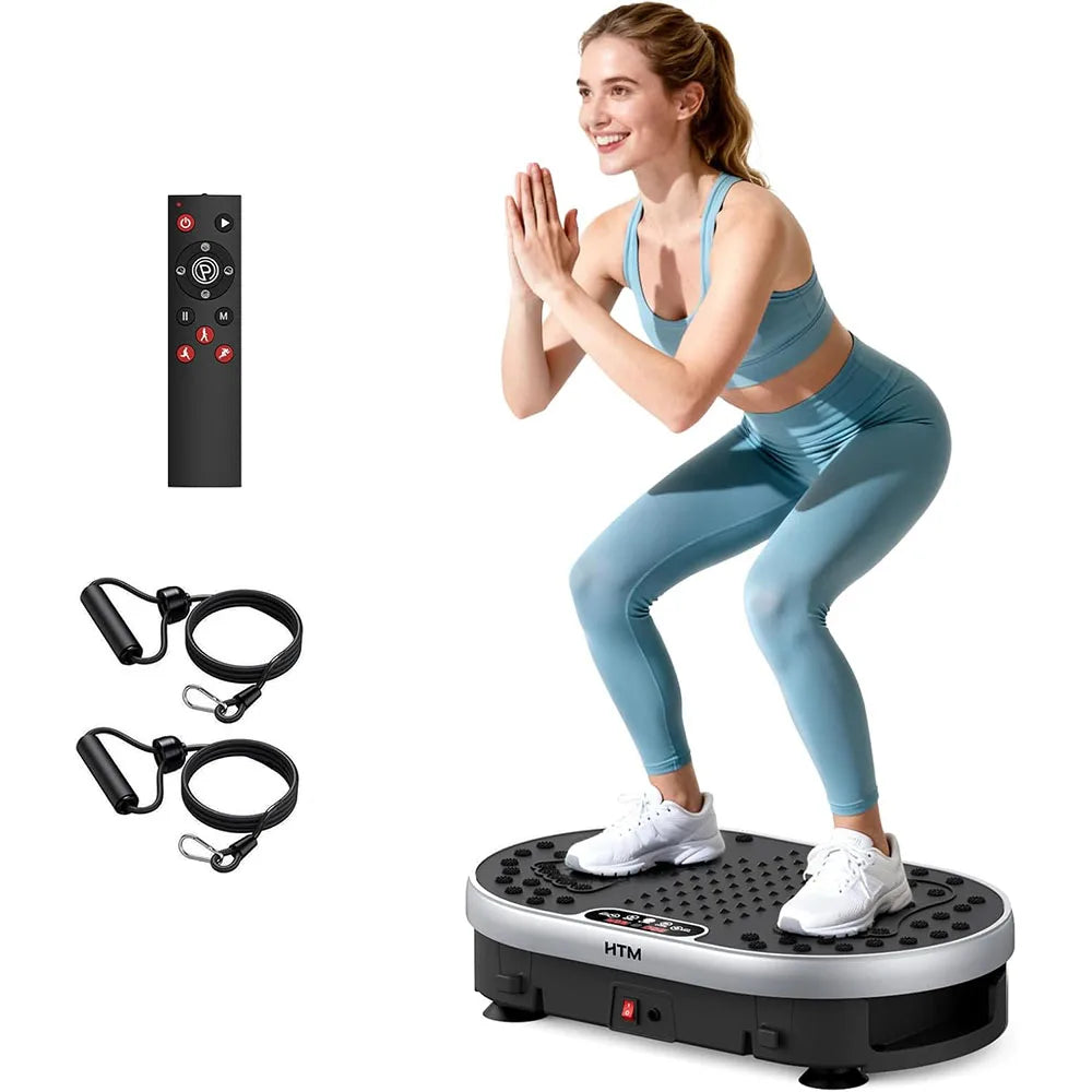 Magnetic Vibration Plate Exercise Machine. 120 Level Full Body Fitness Trainer with Resistance Bands