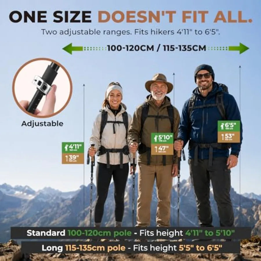 Trek-Z 2.0 Cork Trekking Pole Set – Lightweight Folding Hiking Poles for Hiking, Backpacking & Trail Walking
