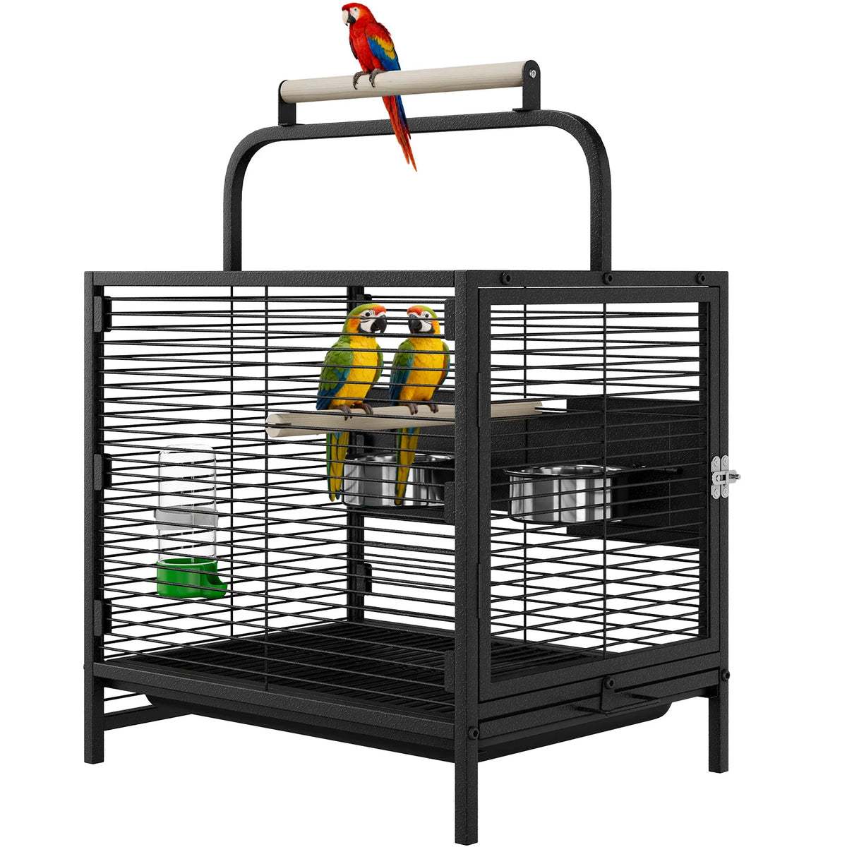 Portable Stainless Steel Travel Bird Cage for Small Parrots
